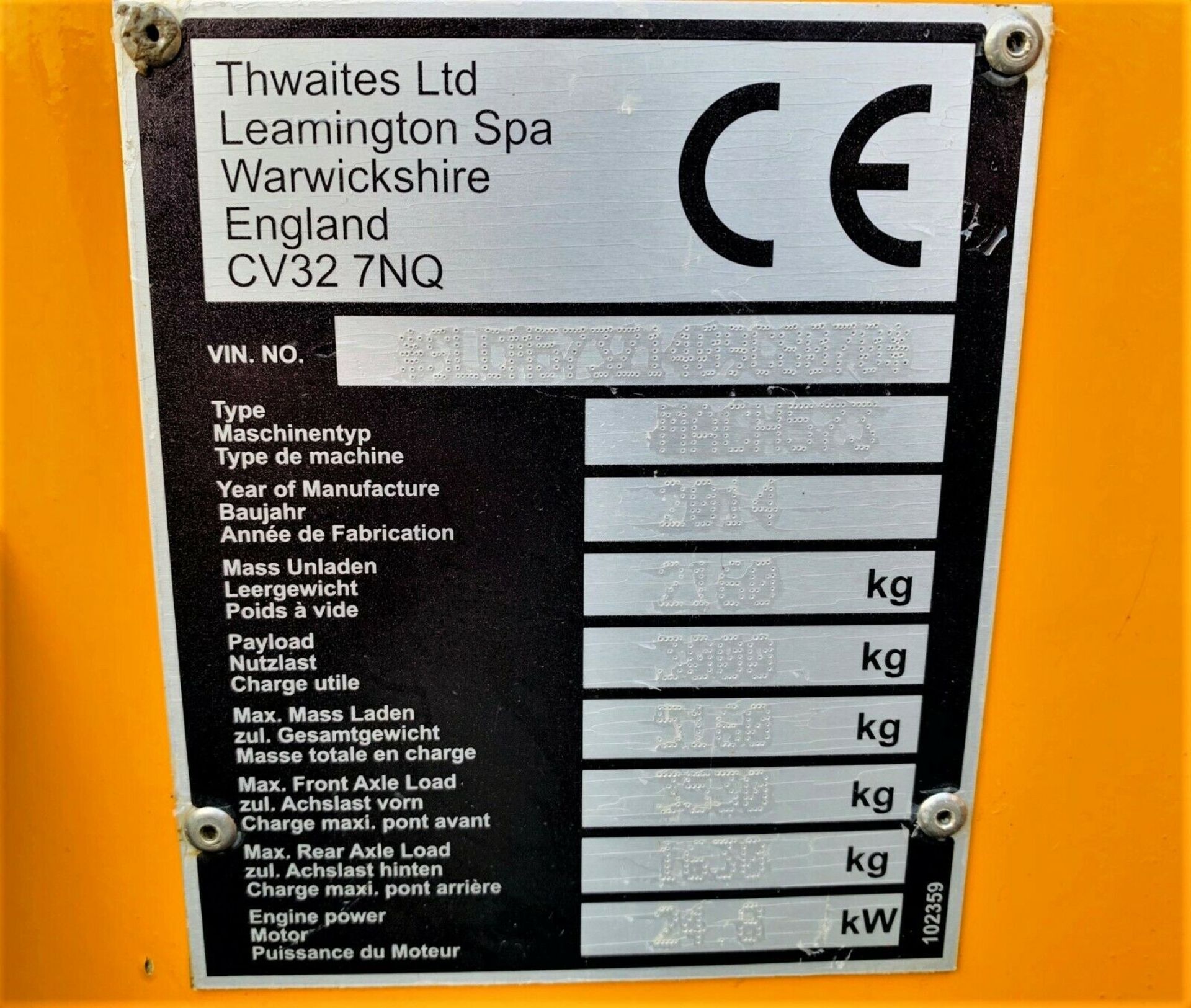 Thwaites MACH 573 3 Tonne Swivel Tip Dumper - Image 12 of 12