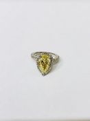 2.36ct fancy yellow diamond pearshape diamond ring