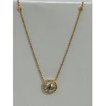 18ct Yellow Gold Diamond necklace featuring, round brilliant cut Diamond (1.11ct), claw set, with 18