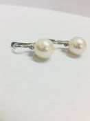 18ct white Gold Pearl and Diamond Continental fitting Earrings