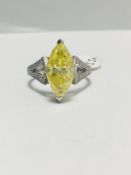 3.54ct Marquis Fancy yellow diamond set in 18ct white gold