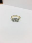 18ct yellow/white gold 1.30ct three stone diamond ring