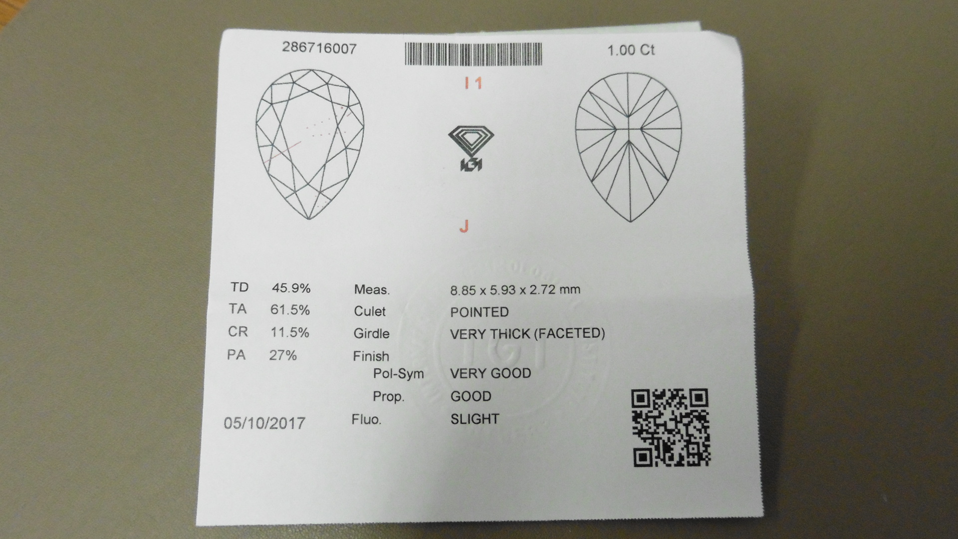 1.00ct pear shaped diamond - Image 6 of 6