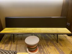 Designer wooden bench with a citrine velvet cushion