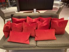 Job lot of red velvet cushions