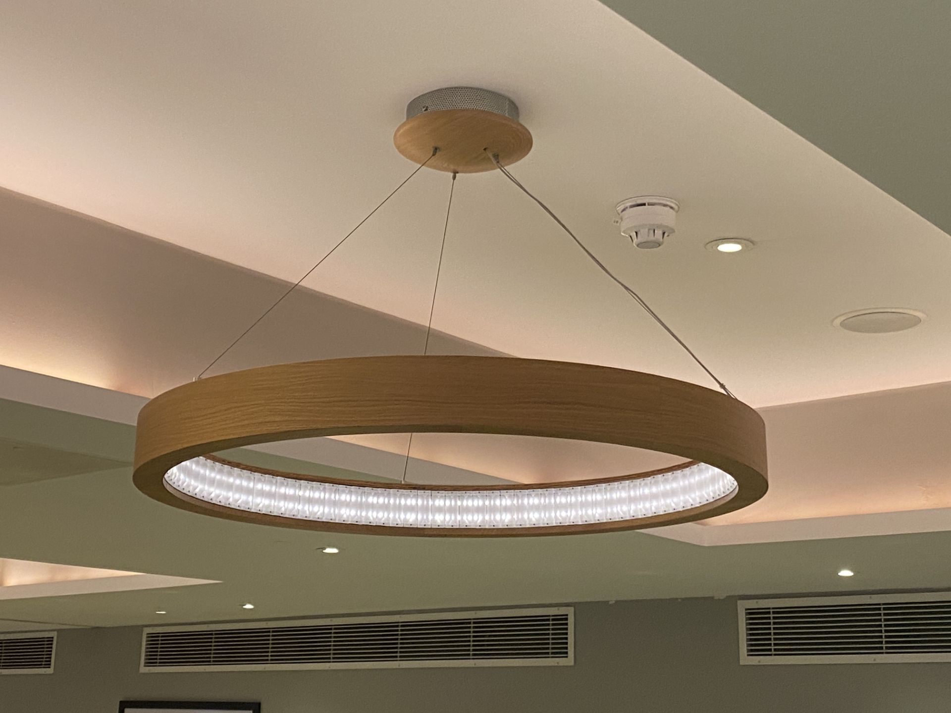 Large wooden circular LED decorative light
