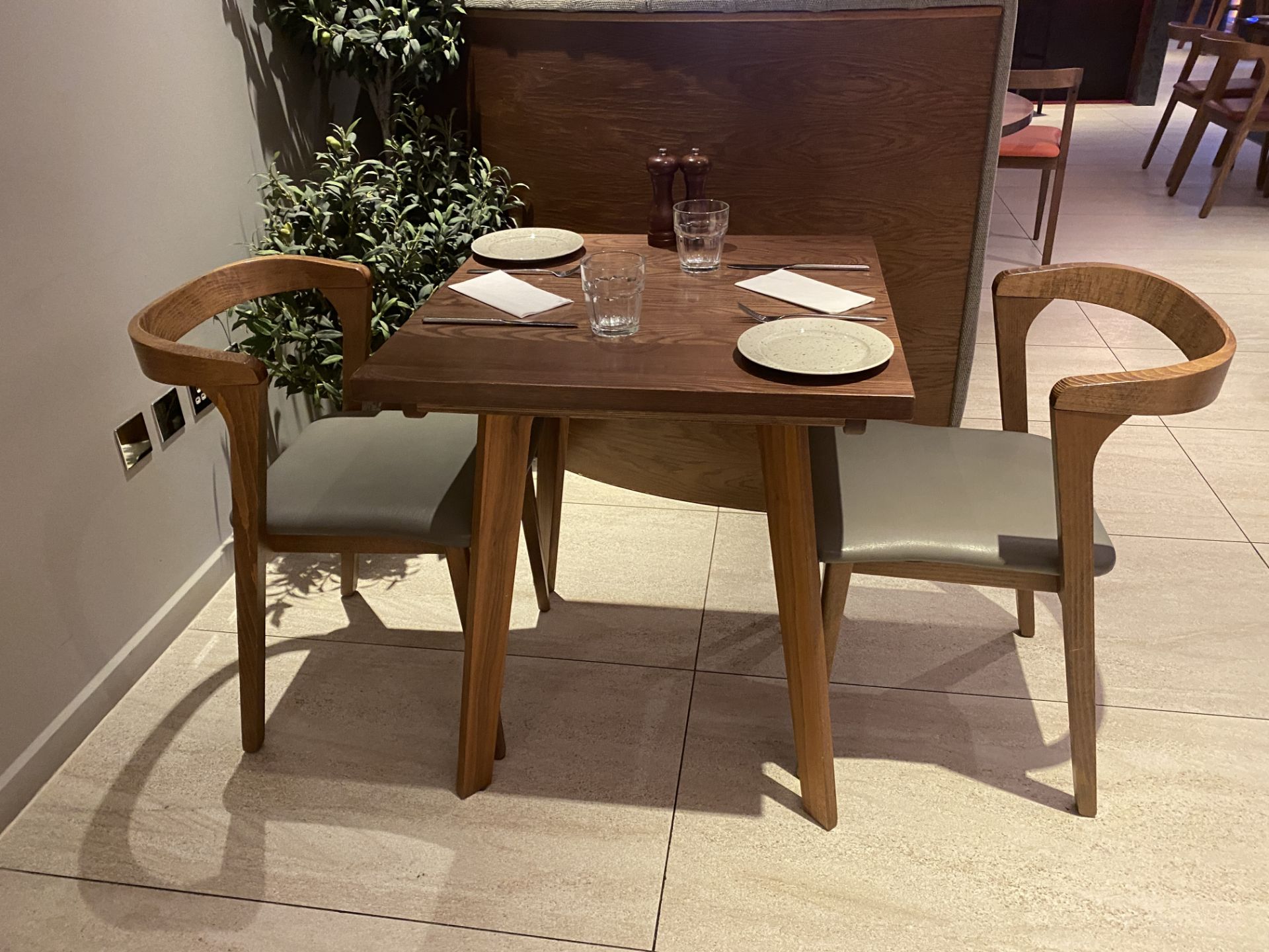 2 Place commercial-grade mid-century style restaurant furniture.