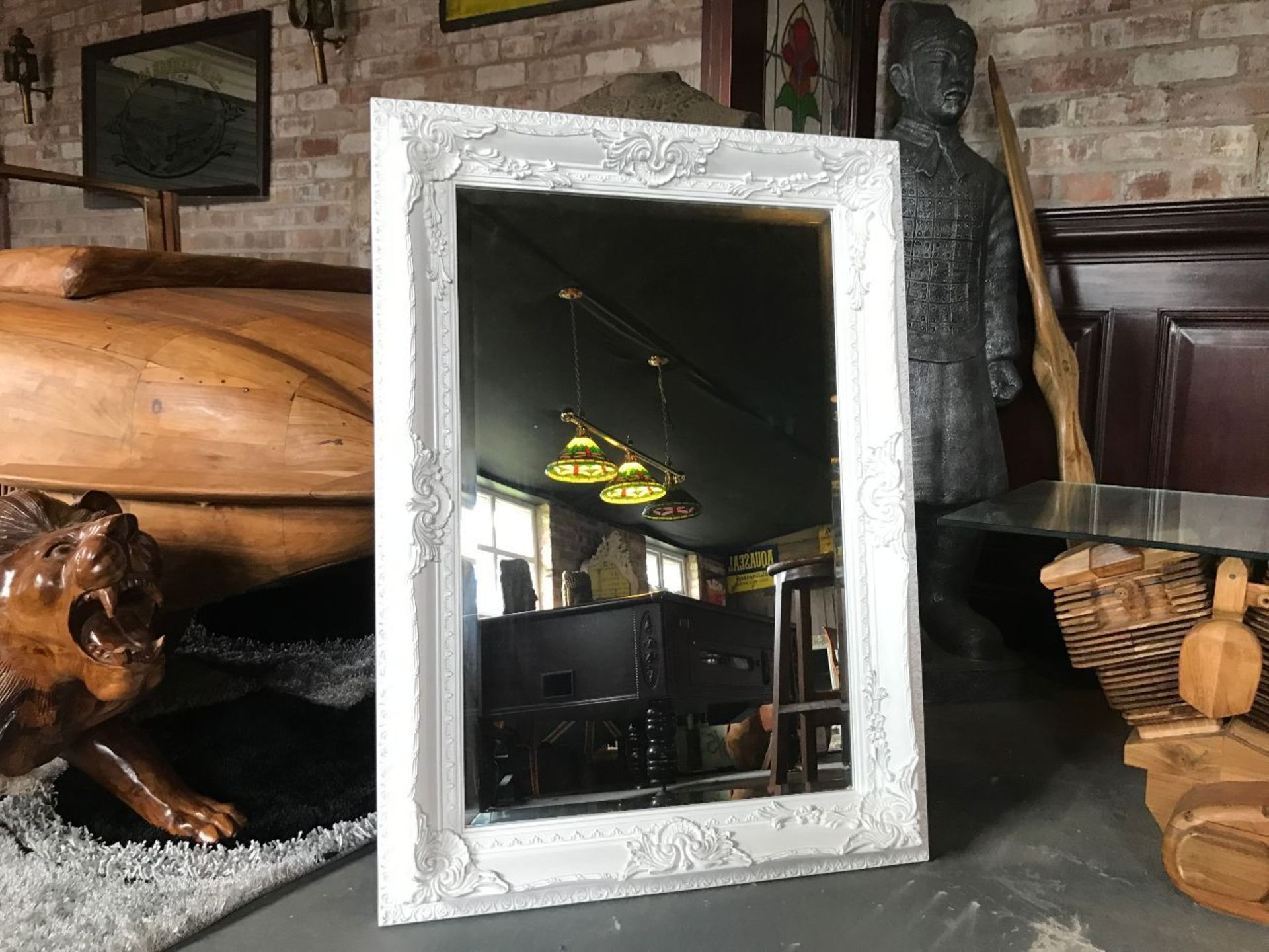 BOXED NEW ORNATE FRENCH WHITE MIRROR