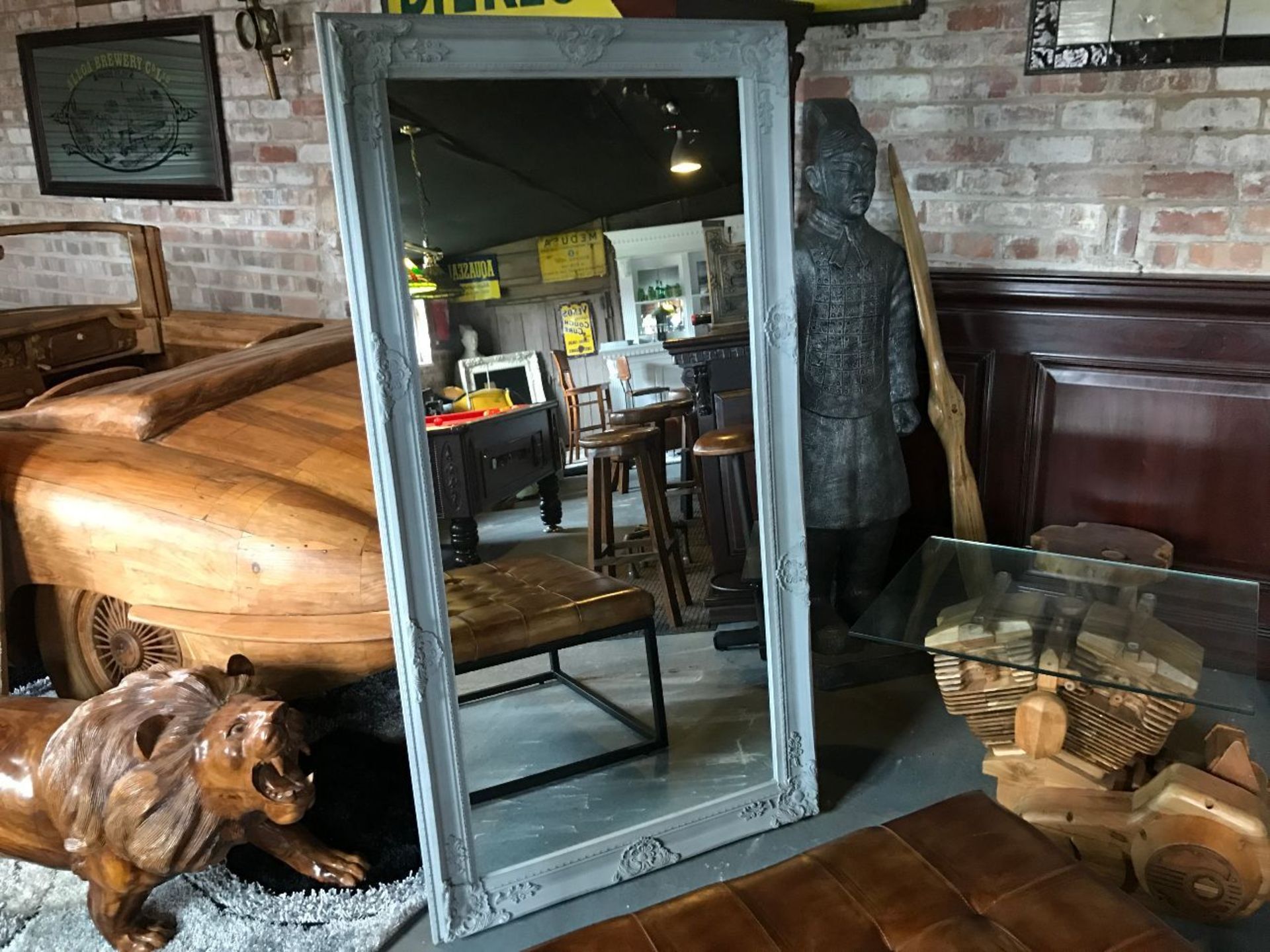 BOXED NEW FRENCH ORNATE 170CM LARGE MIRROR IN GREY