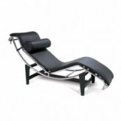 BRAND NEW BOXED BLACK LEATHER LE CORBUSIER LOUNGER