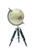 BOXED NEW GLOBE ON WOOD AND NICKEL STAND