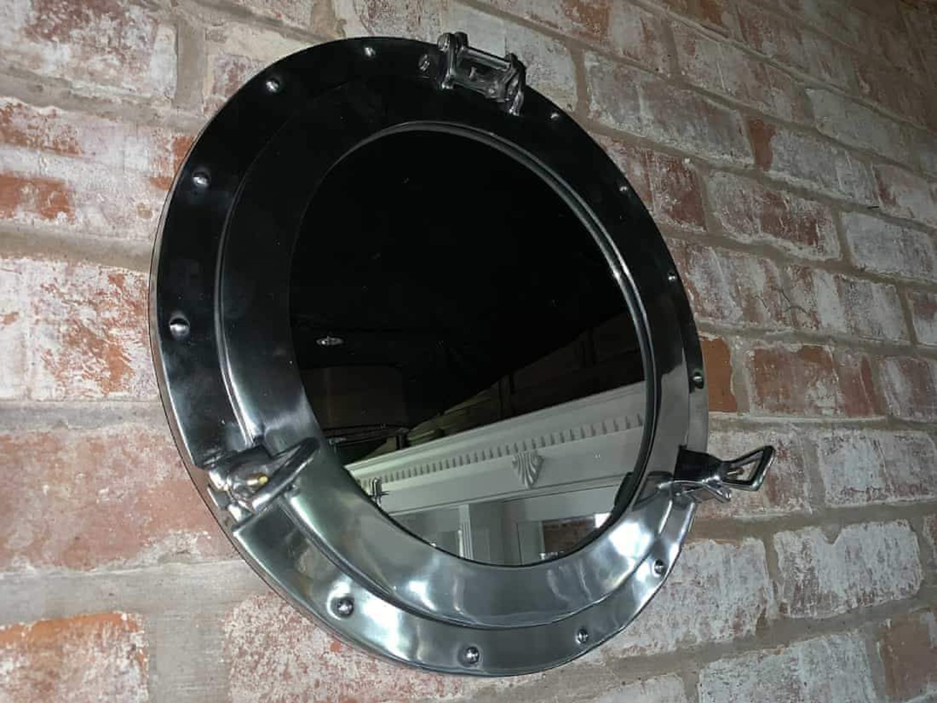 SOLID NICKEL BOXED METAL PORTHOLE MIRROR