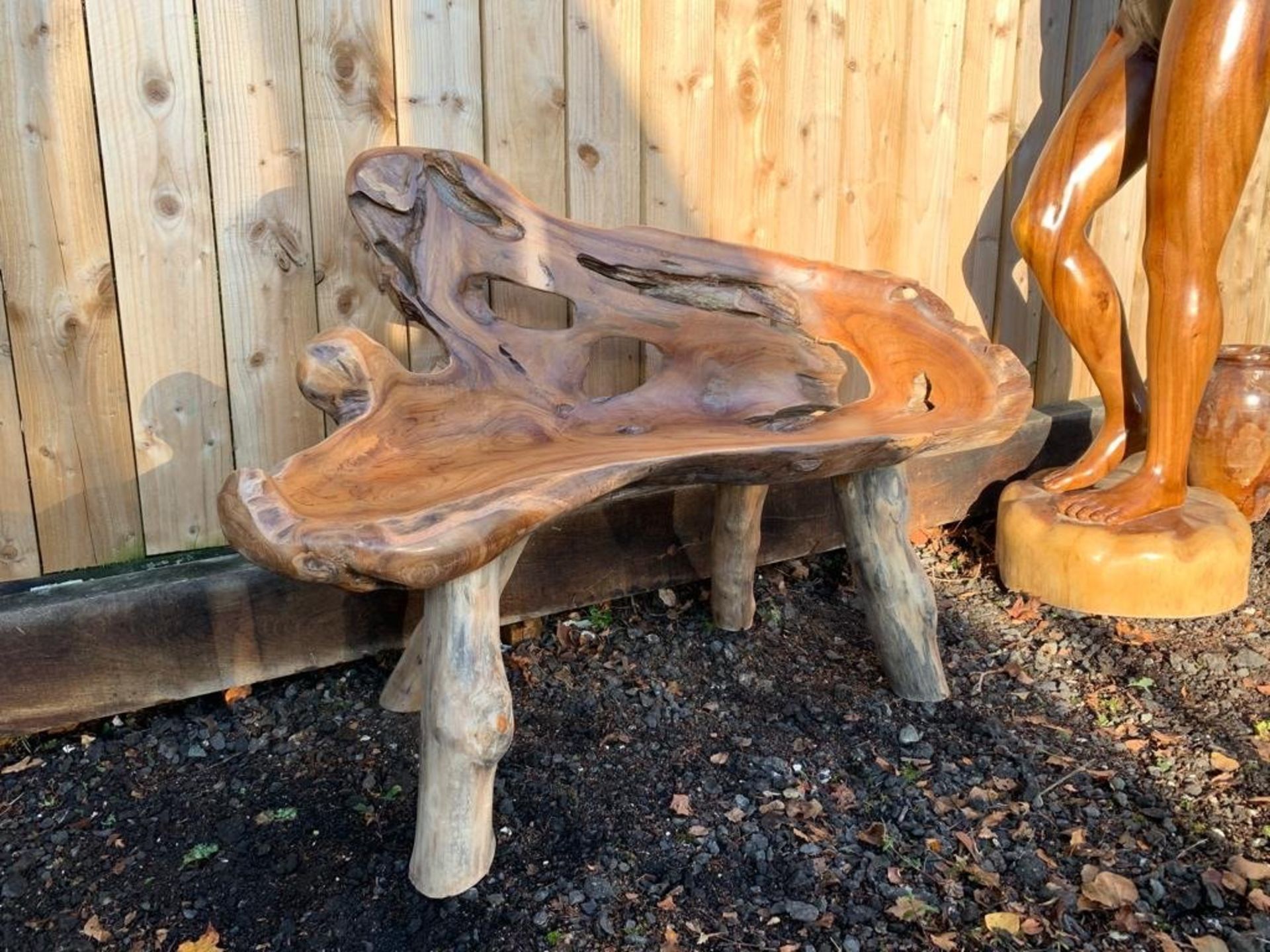 SOLID DRIFTWOOD UNIQUE HEAVY POLISHED BENCH