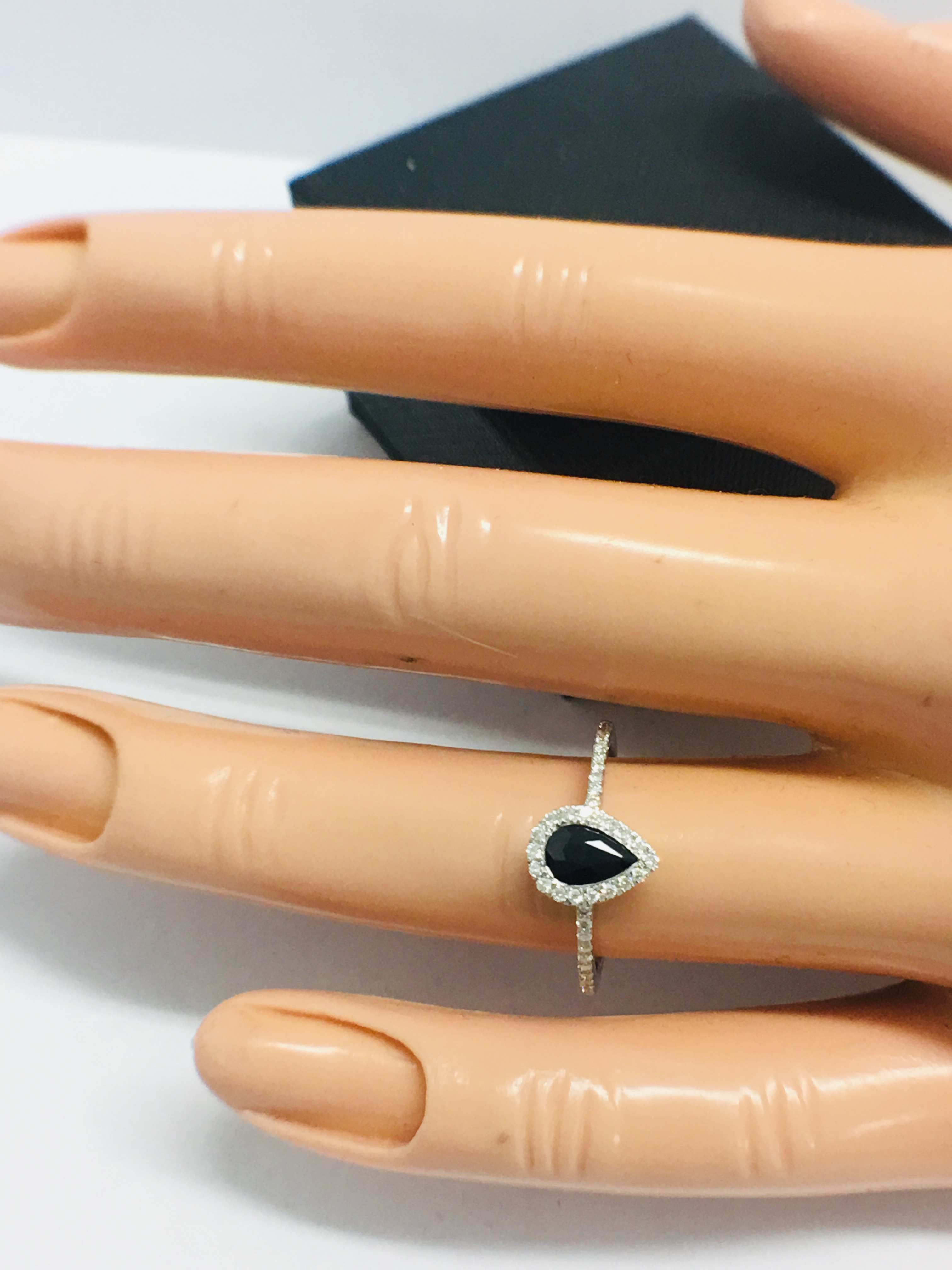 9Ct White Pearshape Sapphire Diamond Ring, - Image 10 of 10