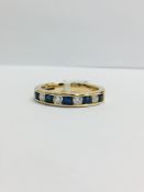 9Ct Sapphire Diamond Channel Set Eternity Ring,