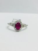 9Ct White Gold Ruby Diamond Dress Ring,