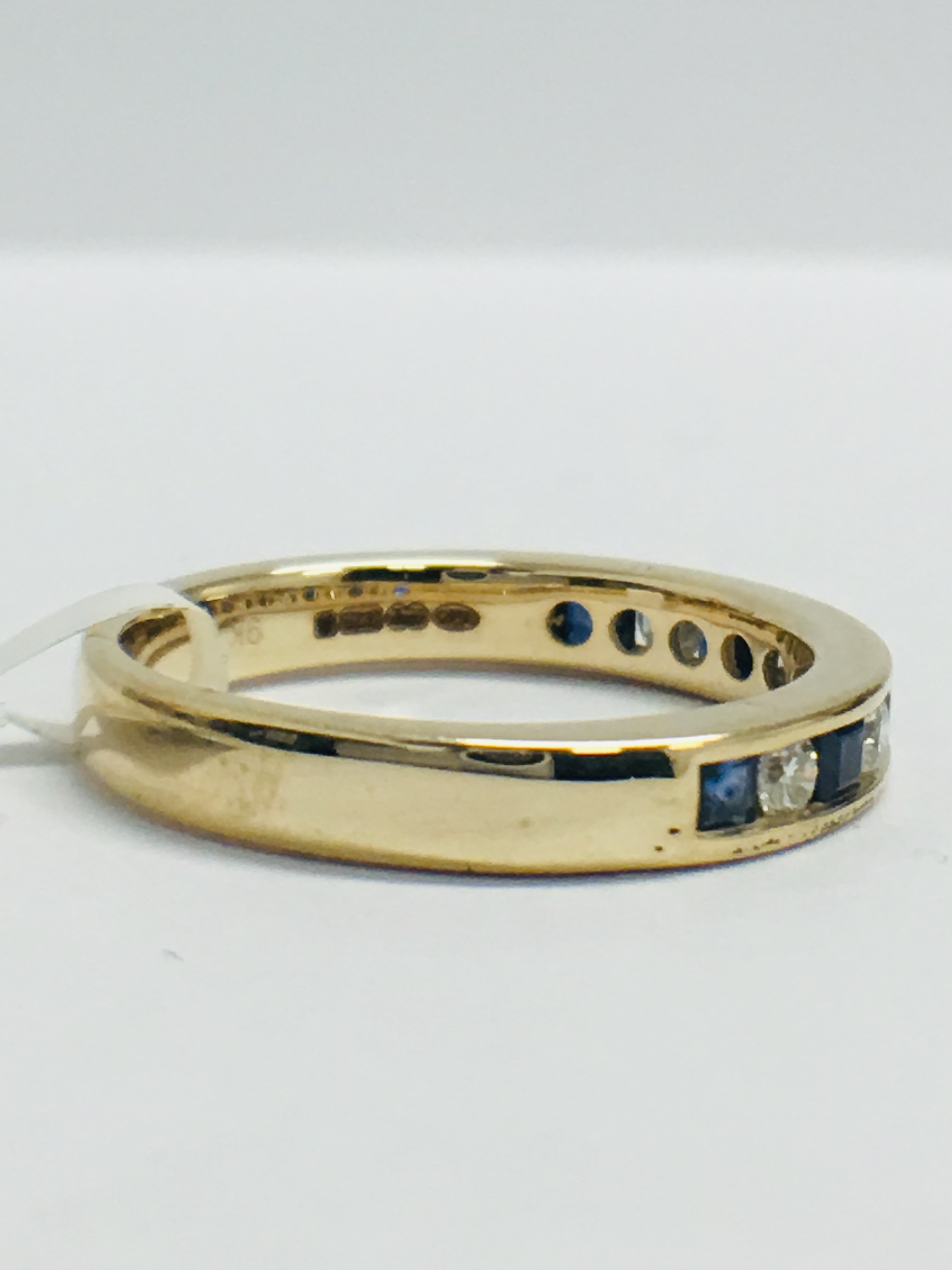 9Ct Yellow Gold Sapphire Diamond Channel Set Eternity Ring, - Image 7 of 9