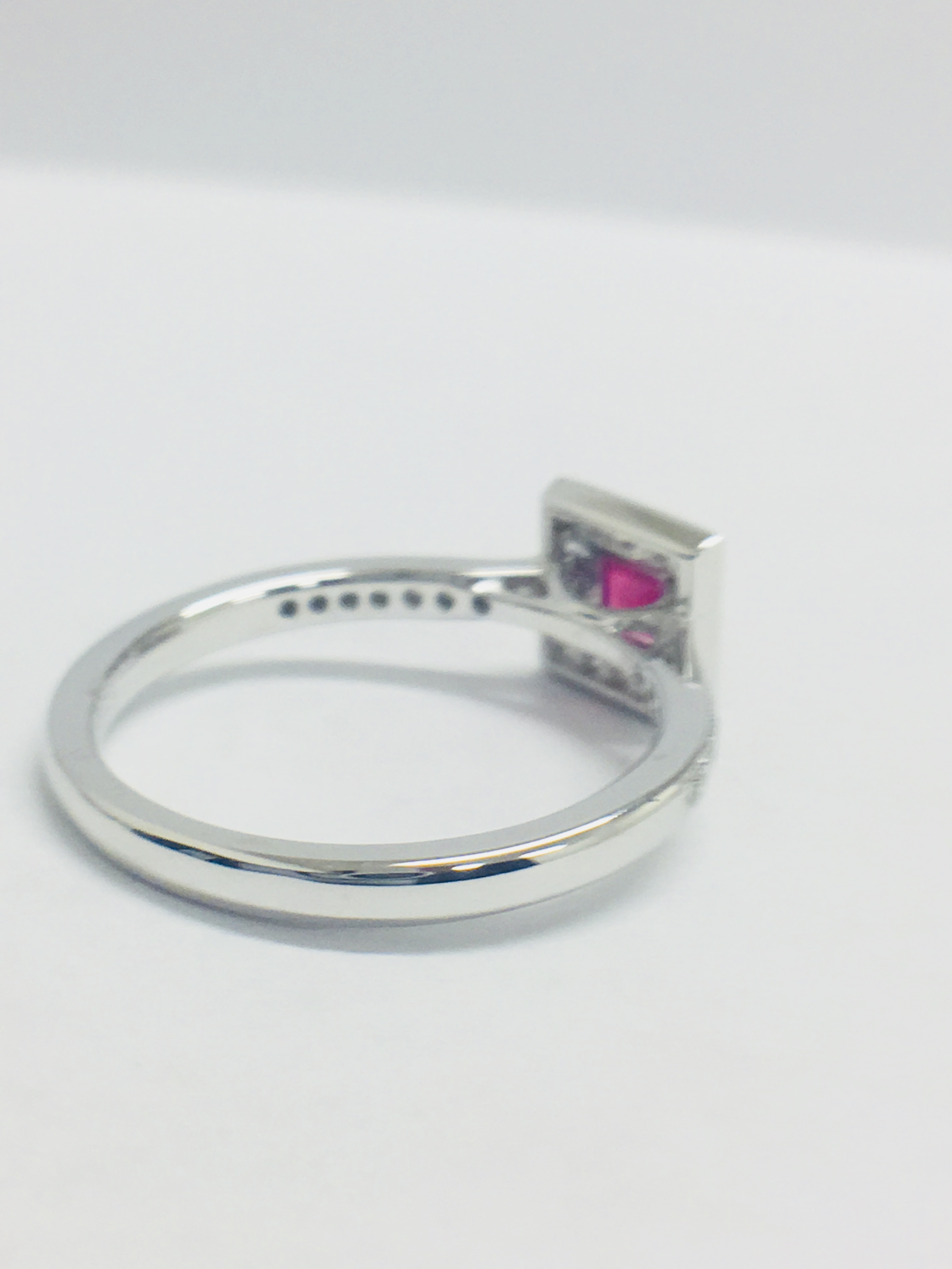 9Ct White Gold Ruby Diamond Cluster Ring, - Image 5 of 8