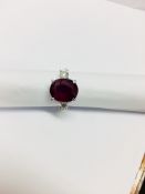 18Ct Ruby Diamond Three Stone Ring,