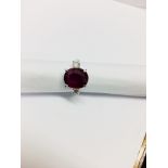 18Ct Ruby Diamond Three Stone Ring,