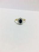 Sapphire Diamond Cluster Ring,