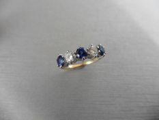 18Ct Sapphire Diamond Five Stone Ring,