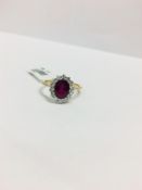 Ruby Diamond Cluster Ring,