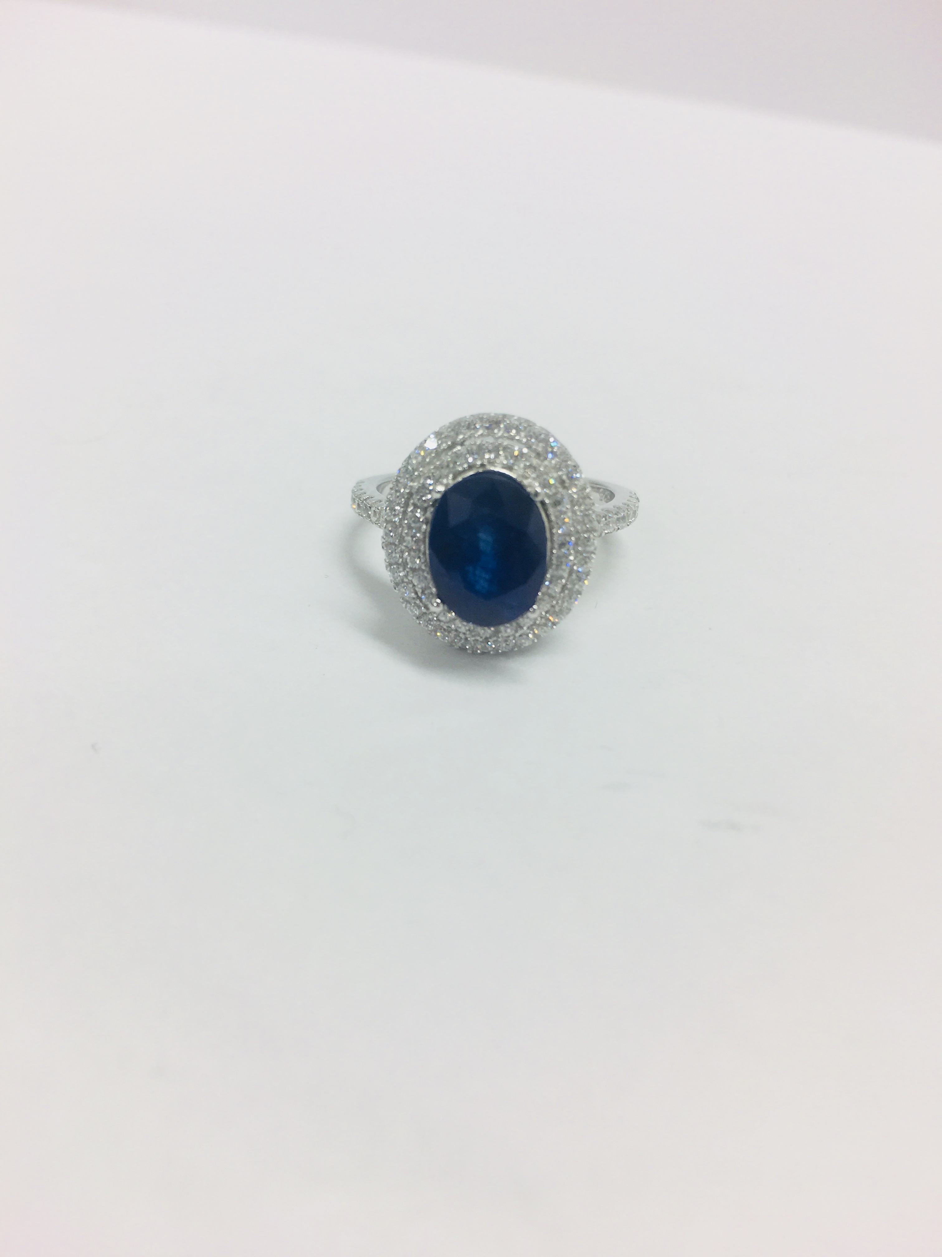 Sapphire Diamond Cluster Ring, - Image 17 of 17