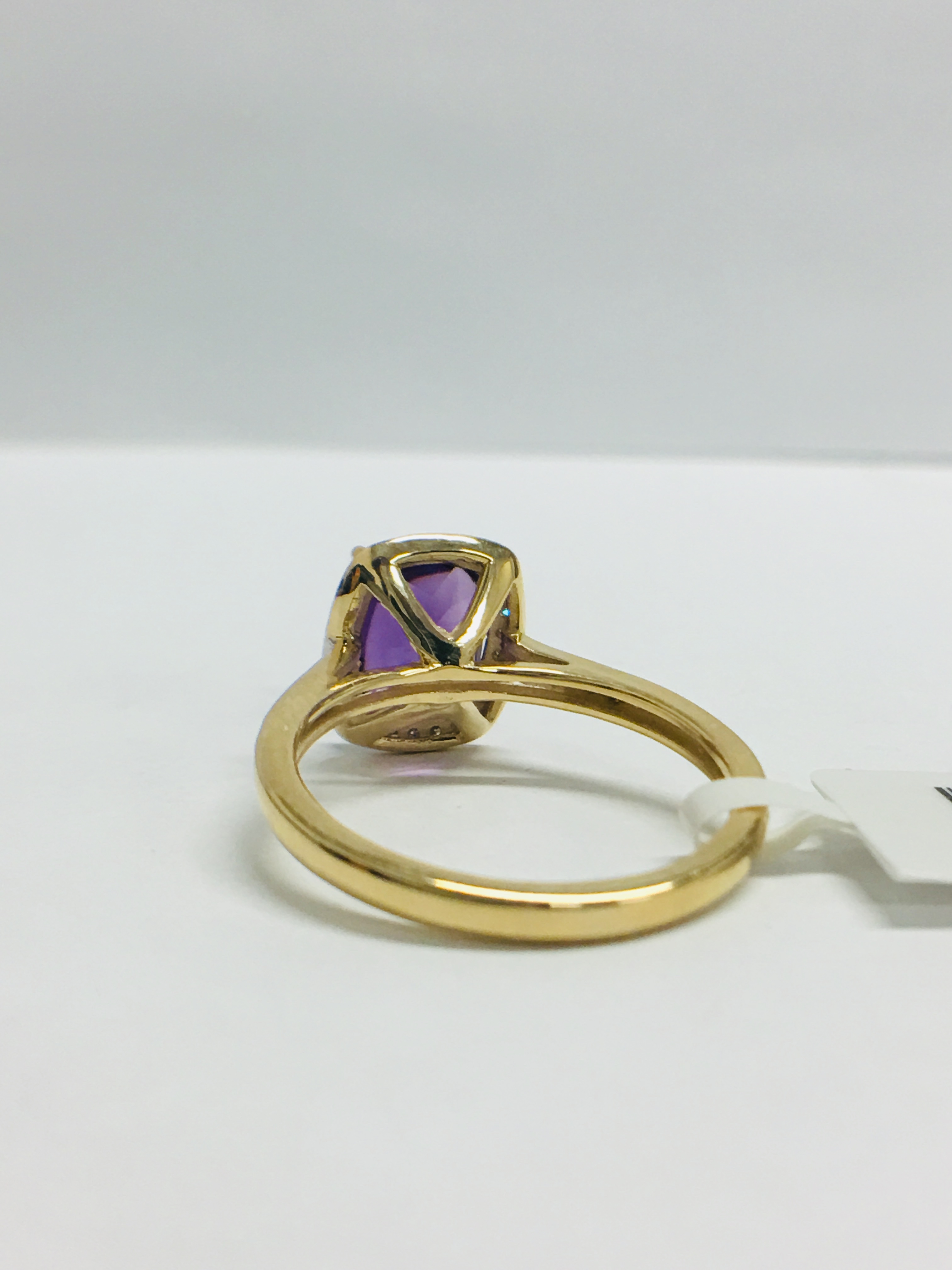 9ct yellow gold Amethyst and diamond ring - Image 5 of 11