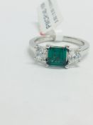 Platinum Emerald Diamond Trilogy Ring,