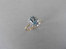 18Ct Aquamarine Diamond Cluster Ring,
