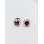 18Ct White Gold Sapphire Diamond Stud Earrings,