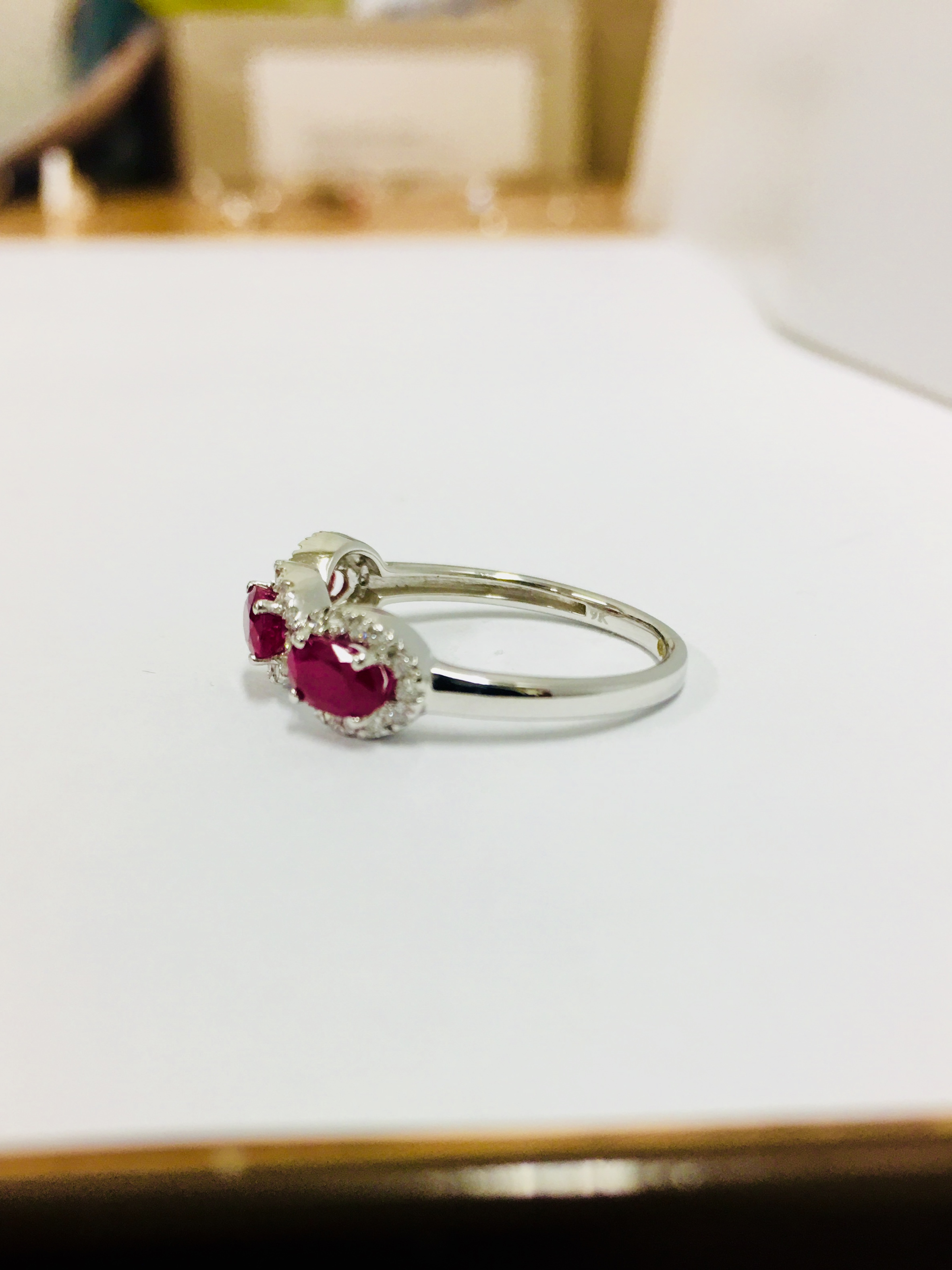9Ct Ruby Diamond Halo Style Ring , - Image 2 of 4