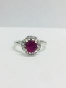 Platinum Ruby Diamond Art Deco Style Dress Style Ring,