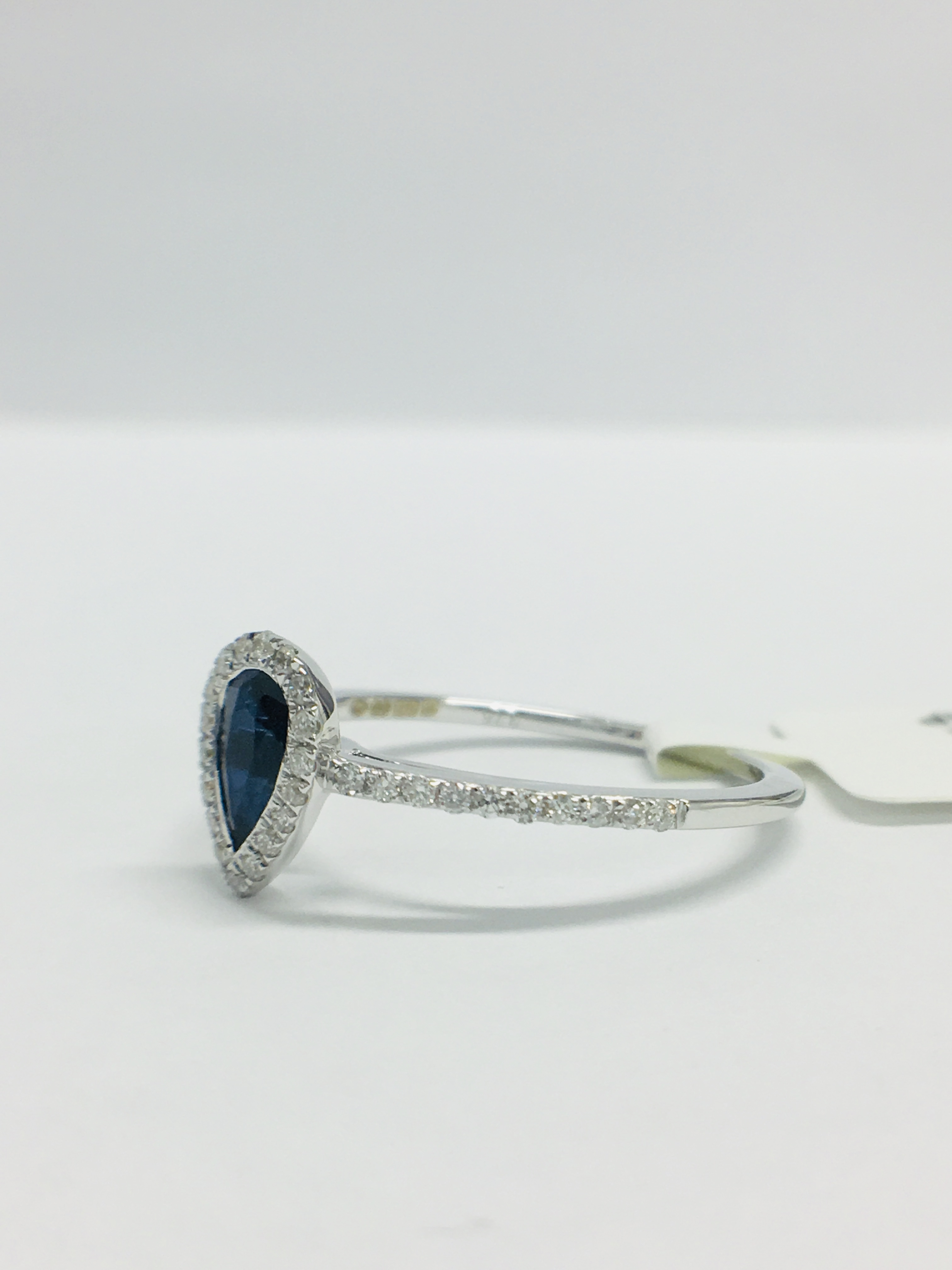 9Ct White Pearshape Sapphire Diamond Ring, - Image 2 of 10