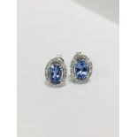 9Ct White Gold Tanzanite Diamond Earrings,