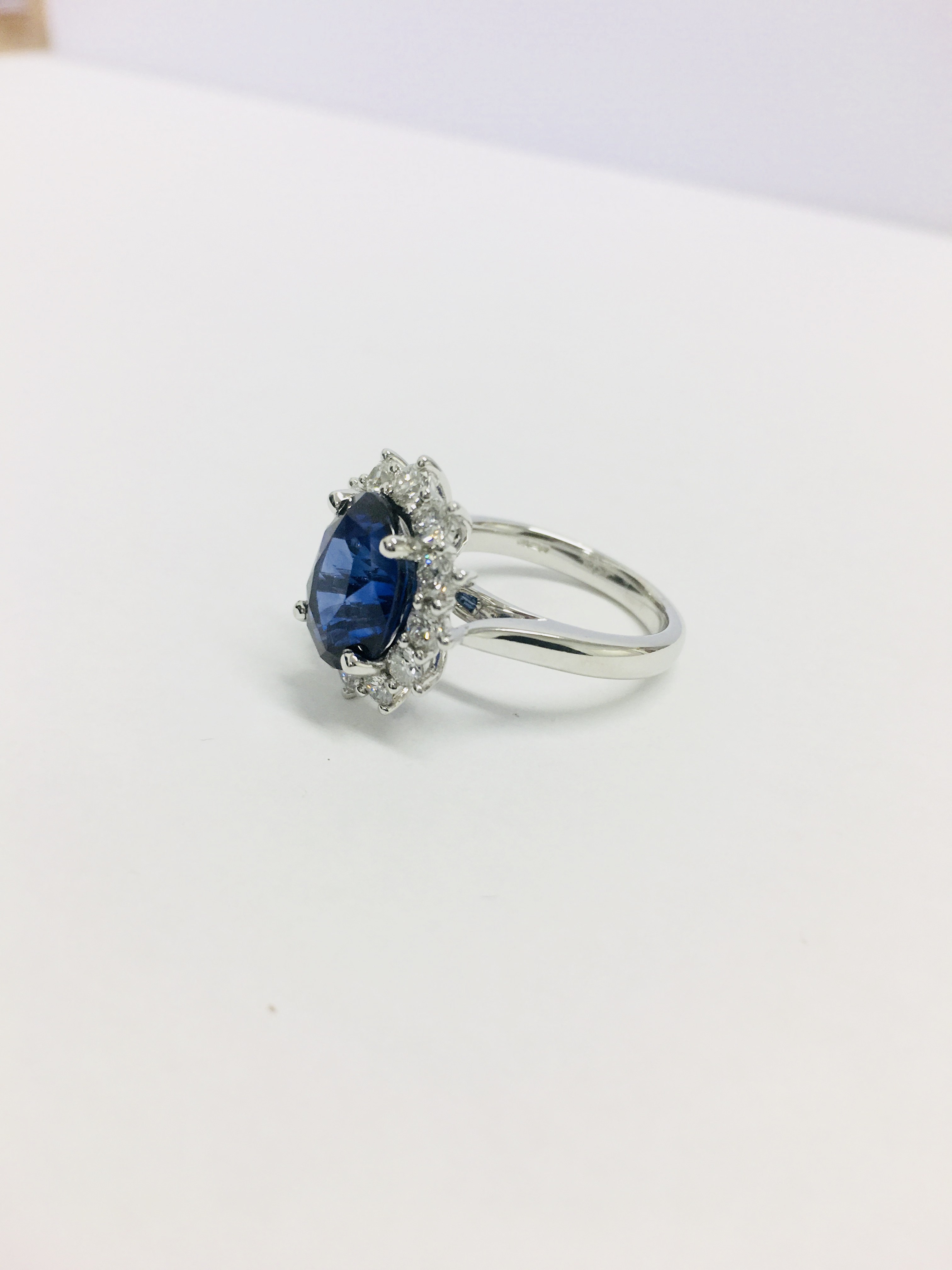 18Ct White Gold Sapphire And Diamond Cluster Ring, - Image 2 of 4