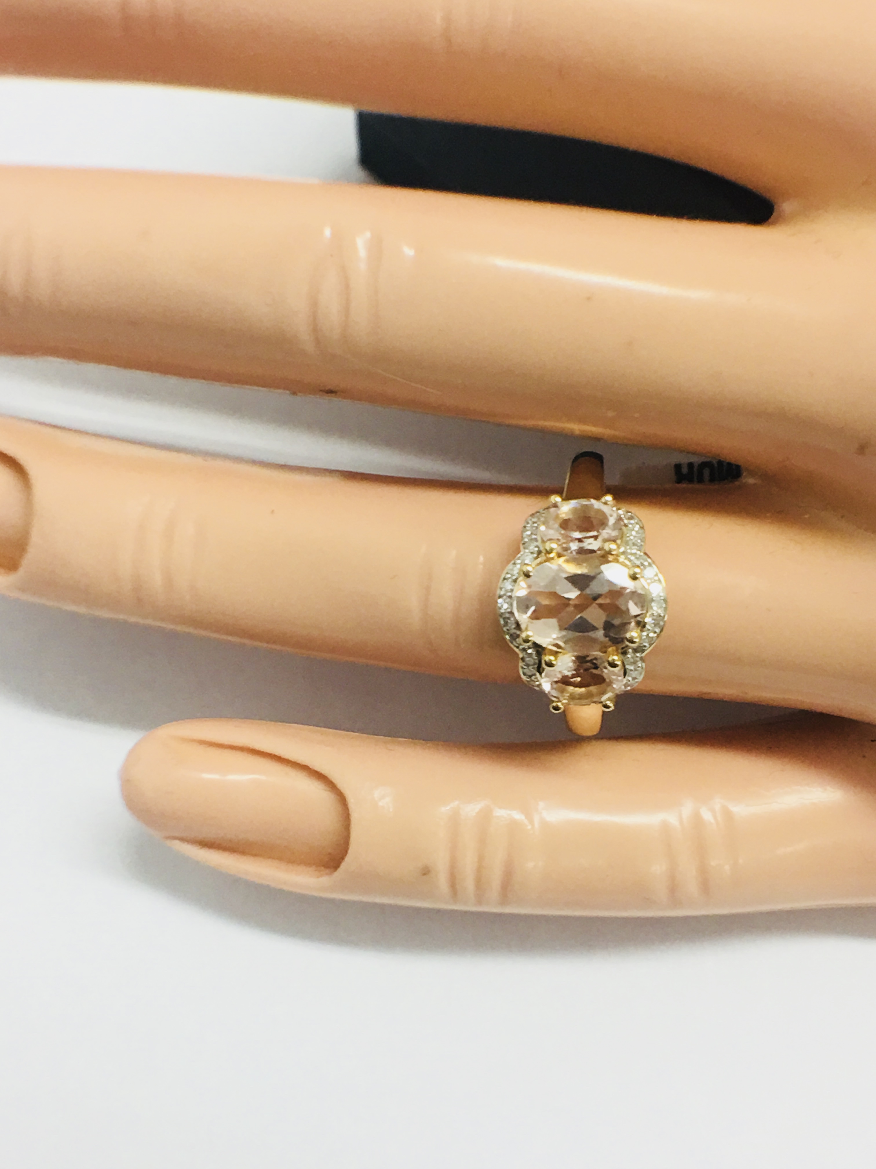 9ct yellow gold morganite and diamond ring - Image 11 of 11