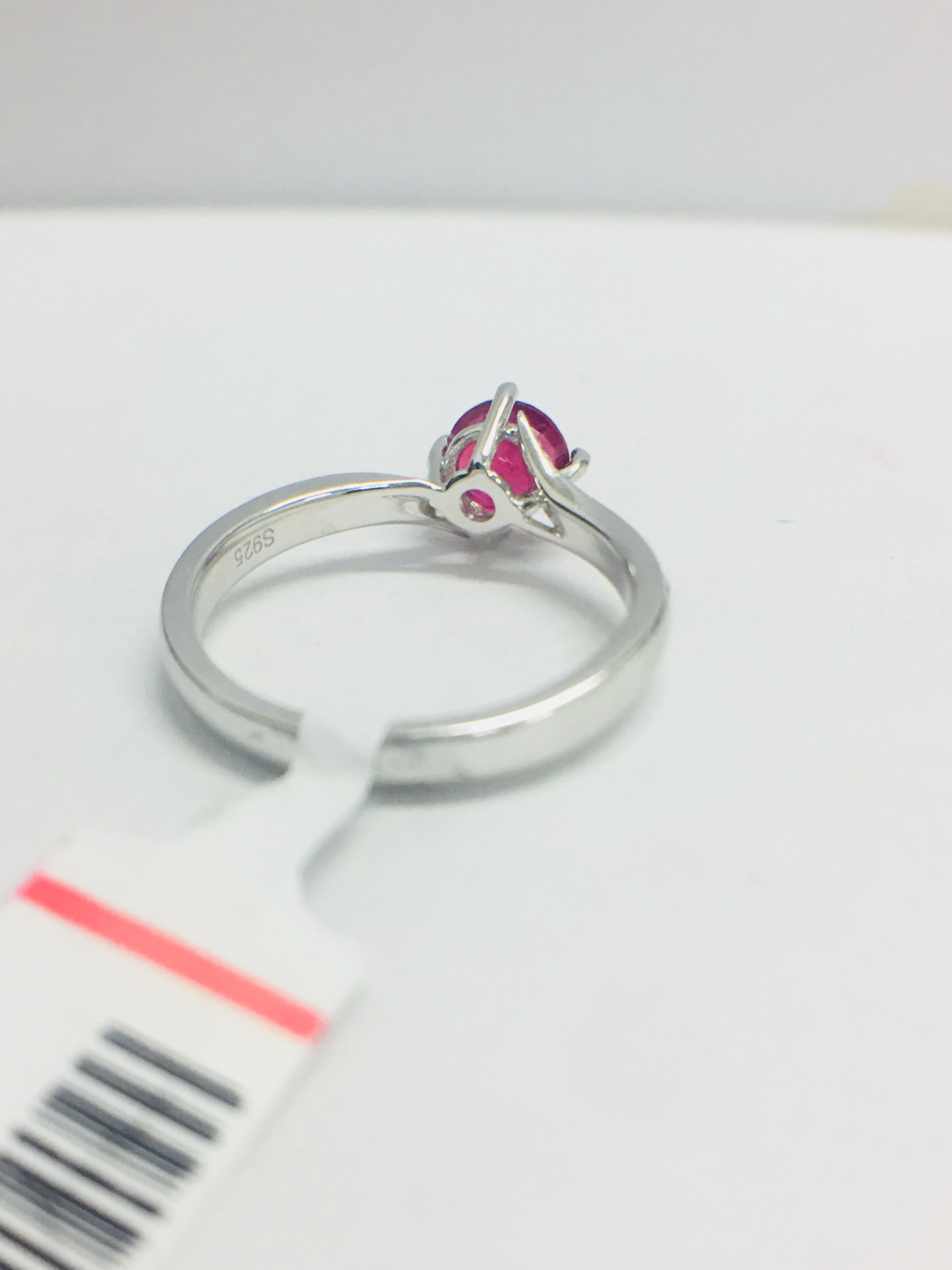 Platinum Ruby Diamond Solitaire Style Ring, - Image 6 of 11