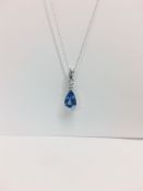 9Ct White Gold Tanzanite Diamond Pendant,