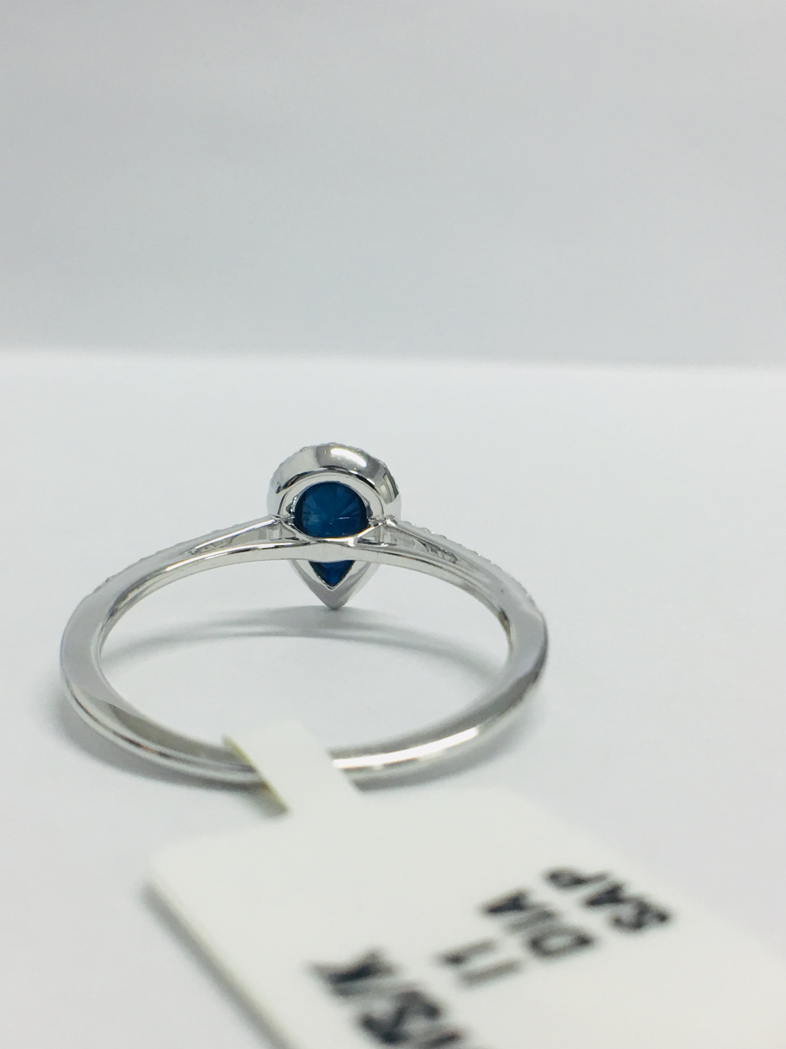 9Ct White Pearshape Sapphire Diamond Ring, - Image 6 of 10