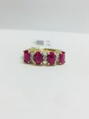 9Ct Yellow Ruby Diamond Band Ring,