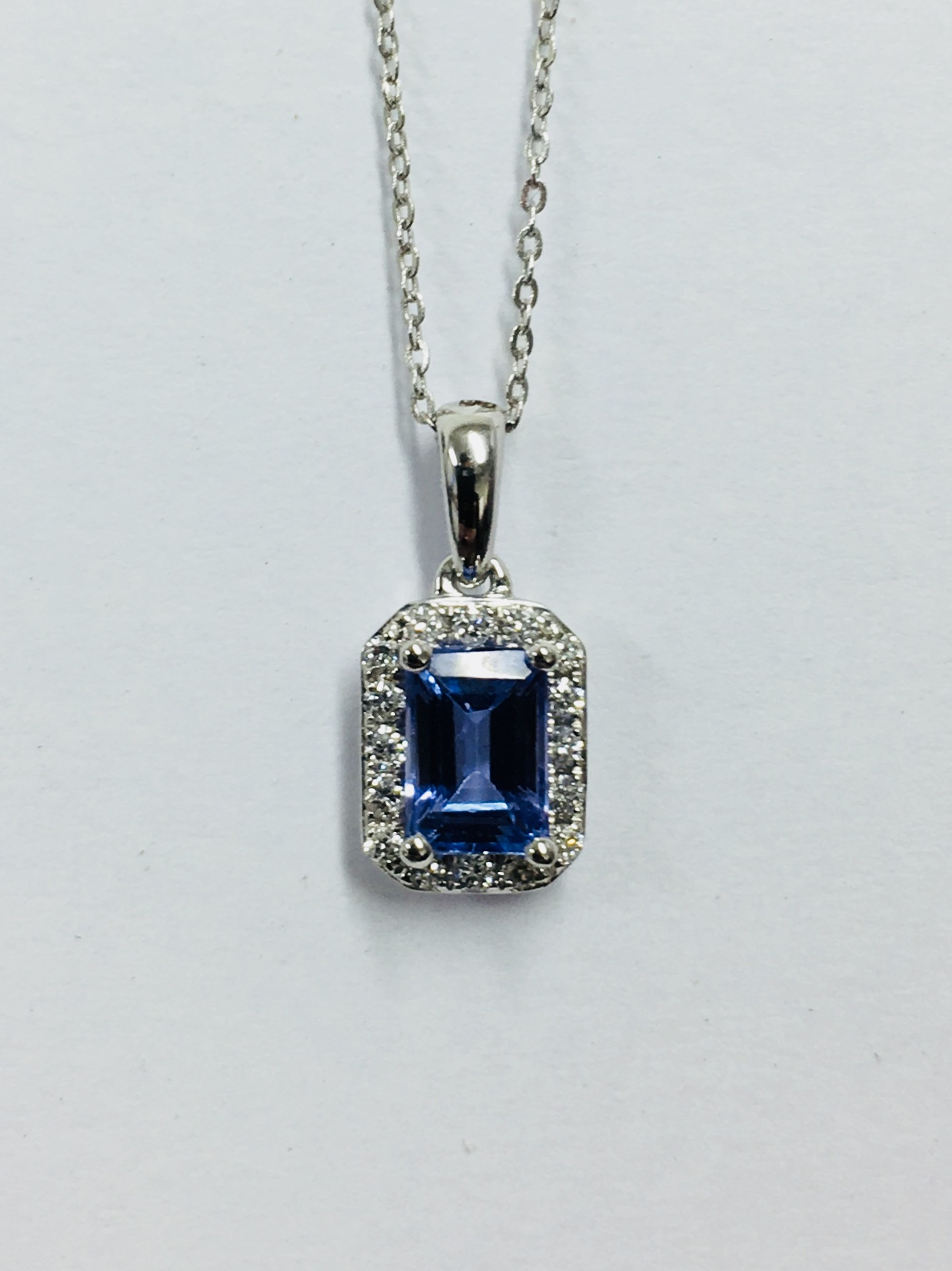 9Ct White Gold Tanzanite Diamond Pendant And 9Ct Necklace, - Image 3 of 3