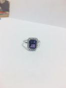 9Ct Amethyst Diamond Cluster Ring,