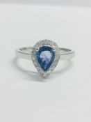 14Ct White Gold Sapphire And Diamond Ring.