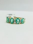 9Ct Yellow Emerald Diamond Band Ring,