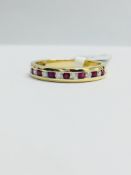 9Ct Yellow Gold Ruby And Diamond Channel Set Eternity Ring,