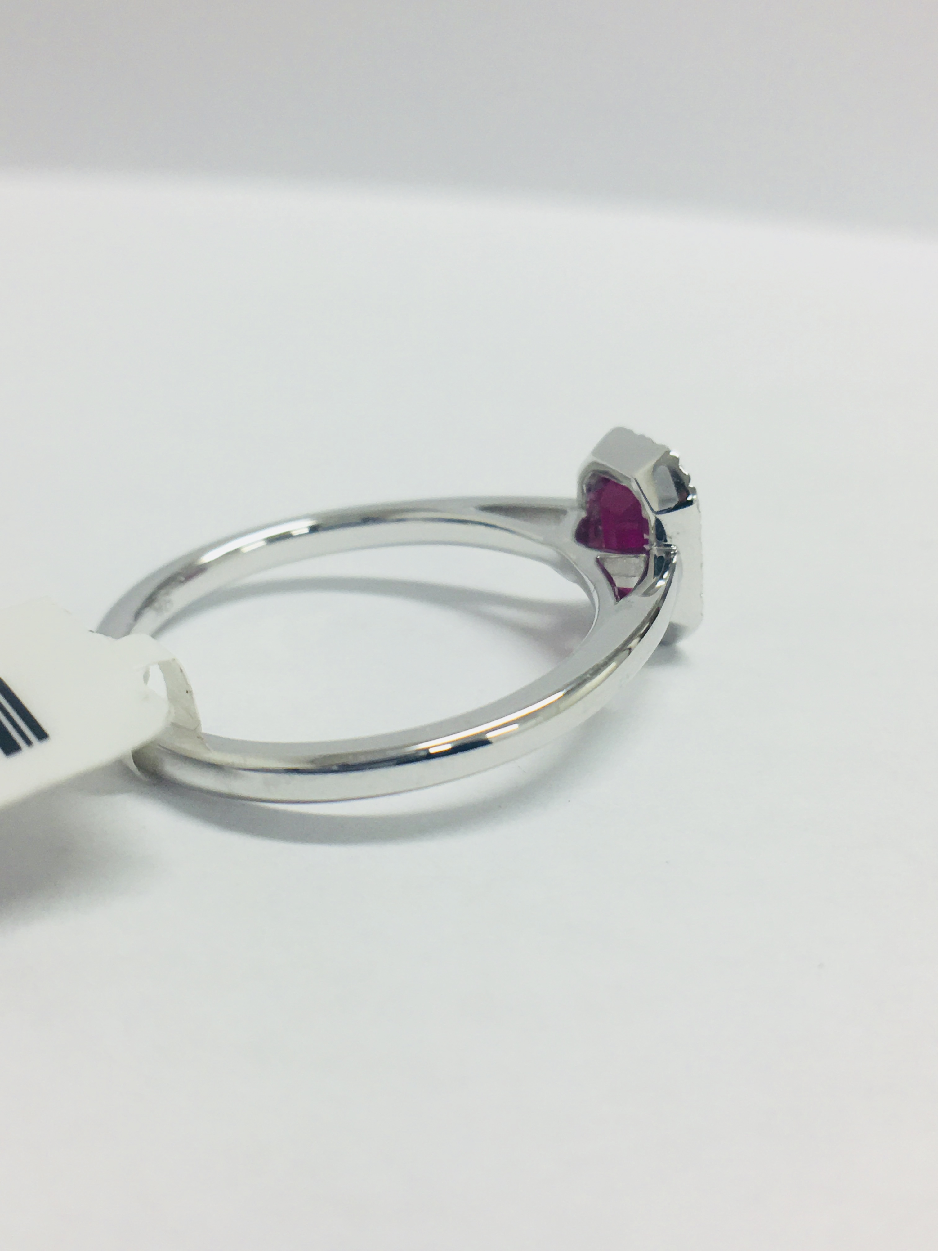 9Ct White Gold Ruby Diamond Cluster Ring, - Image 5 of 7