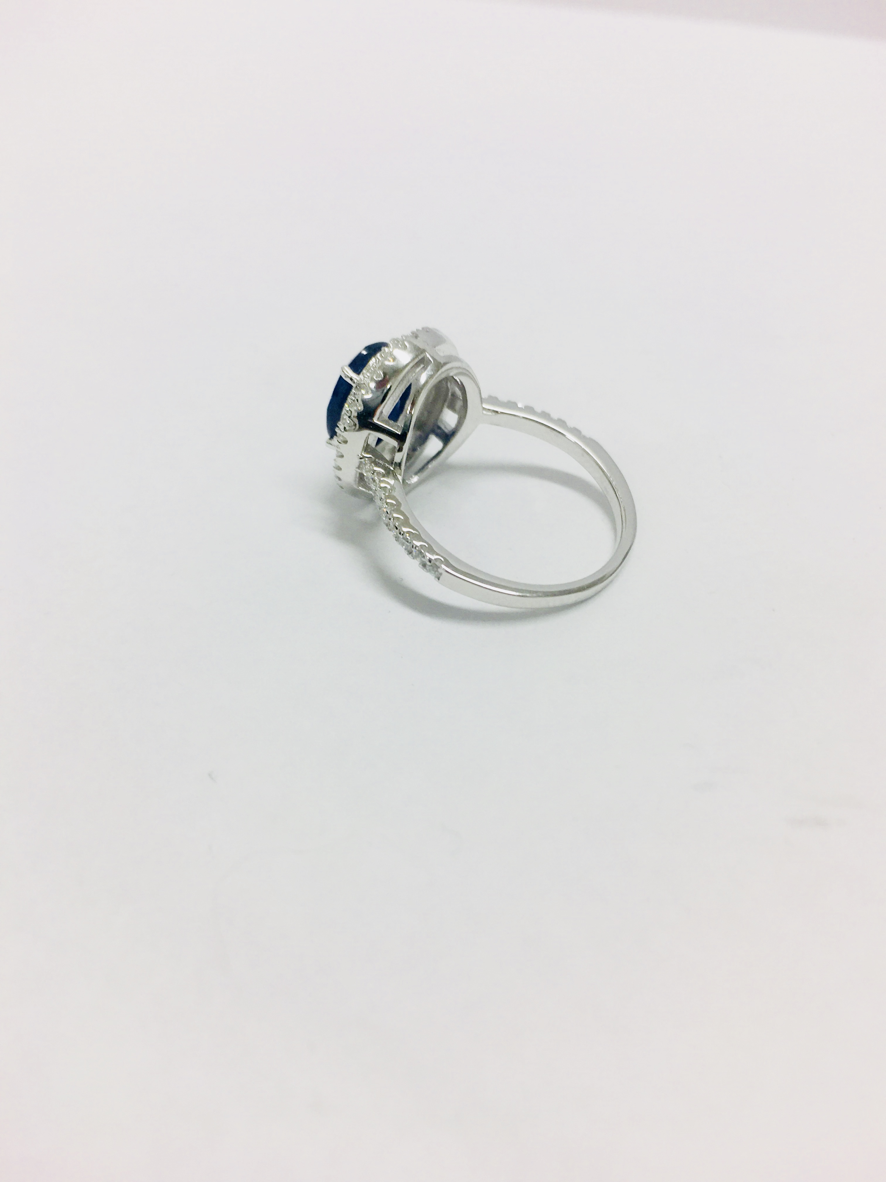 Sapphire Diamond Cluster Ring, - Image 7 of 17