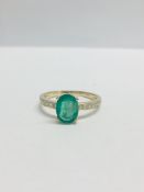 14Ct Yellow Gold Emerald And Diamond Ring.